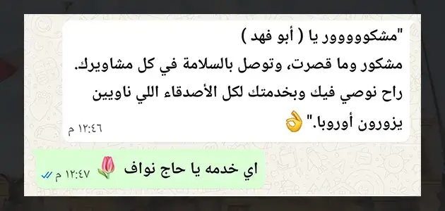 تقييم خدمة سائق عربي في إيطاليا